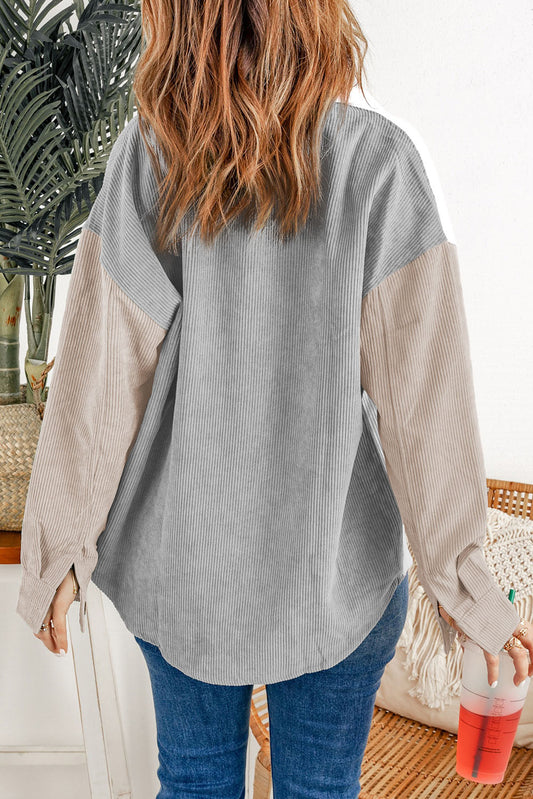 White Sequin Corduroy Shacket