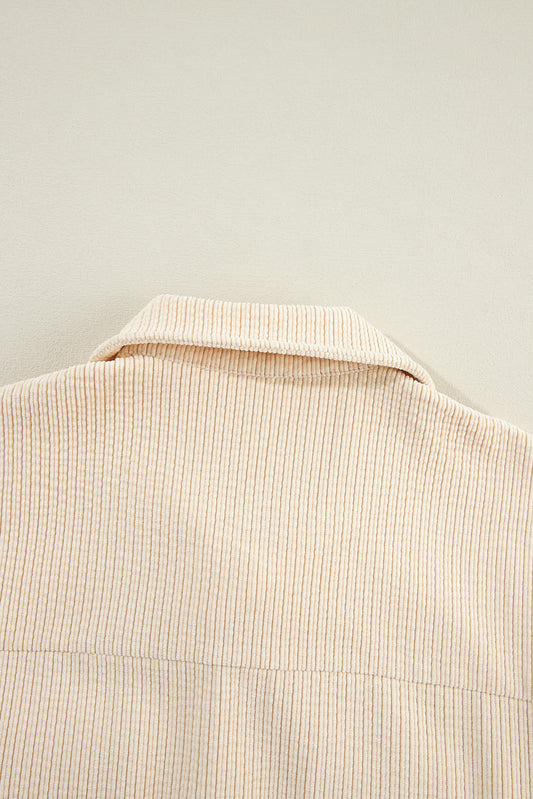 Oatmeal Corduroy Button Up Shacket