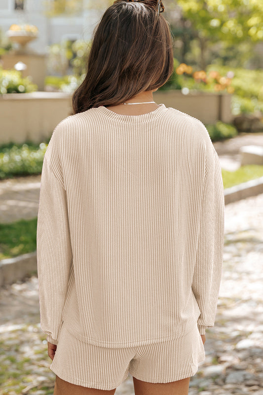 Pumpkin Patched Long Sleeve Pullover and Shorts Set
