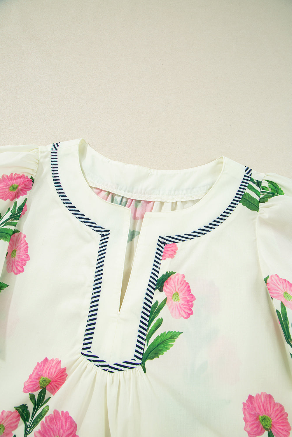 Short Sleeve Split Neck Floral Mini Dress