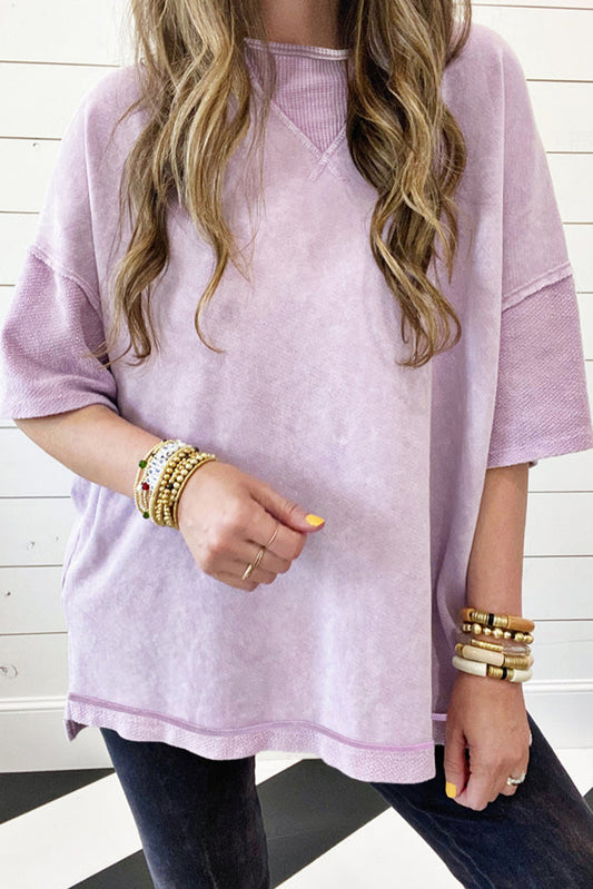 Orchid Petal Drop Shoulder Oversized Tee