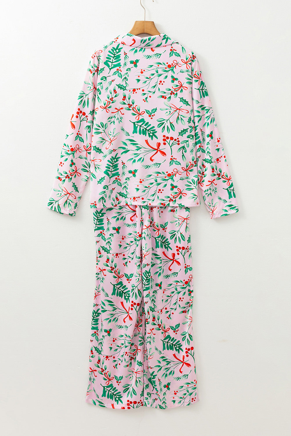 Pink Plants Shirt Pants Pajama Set