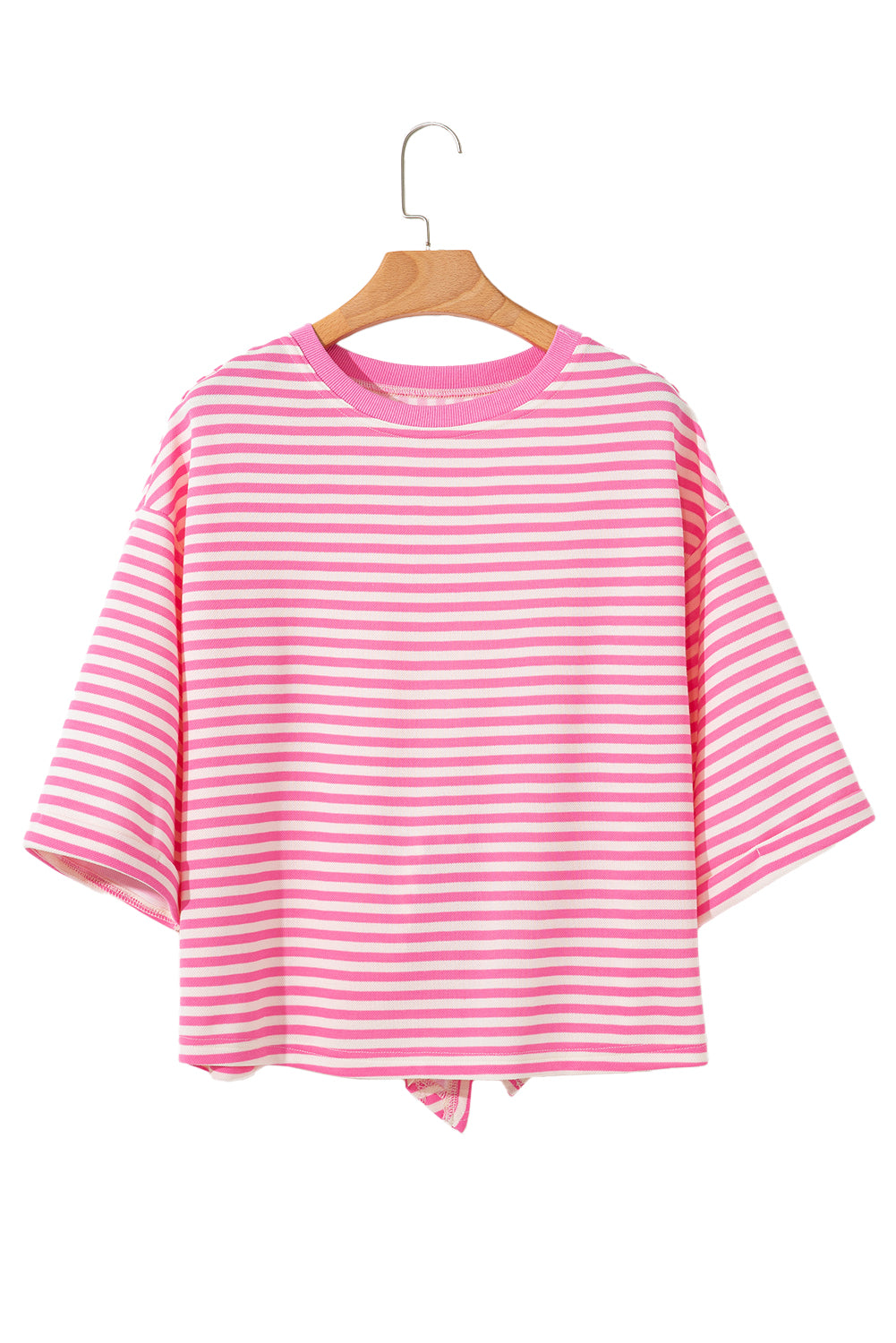 Red Striped Bowknot Backless T-Shirt