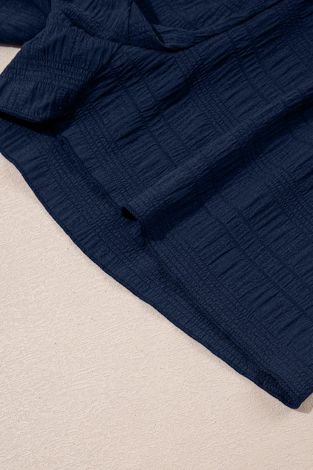 Dirty Blue Ruffle Top and Shirred High Waist Shorts Set