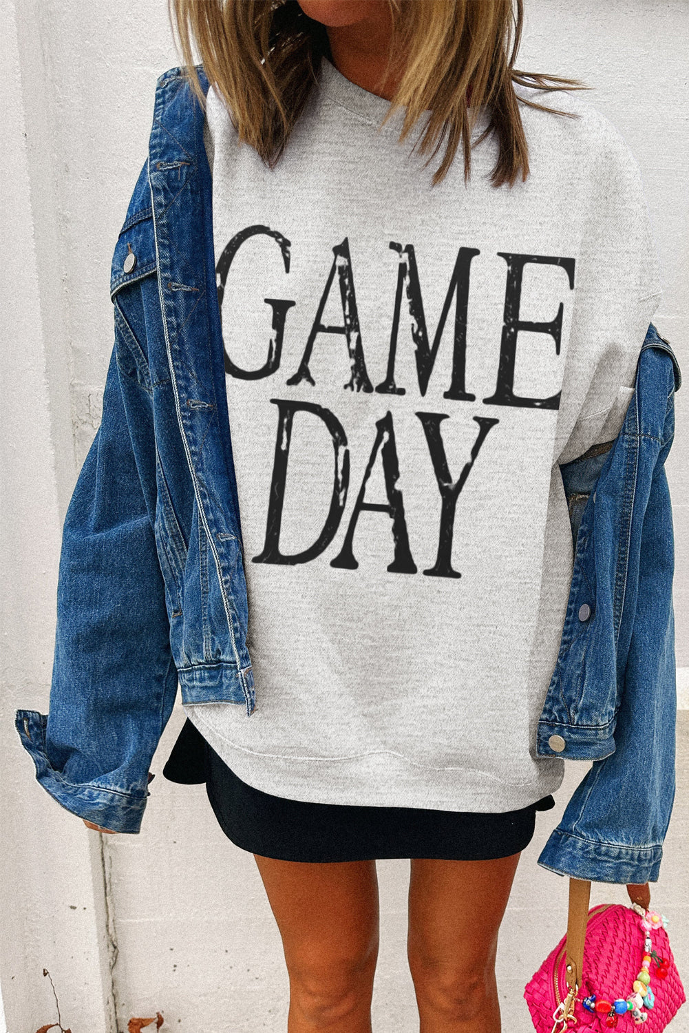 Black GAME DAY Vintage Washed Baggy Sweatshirt