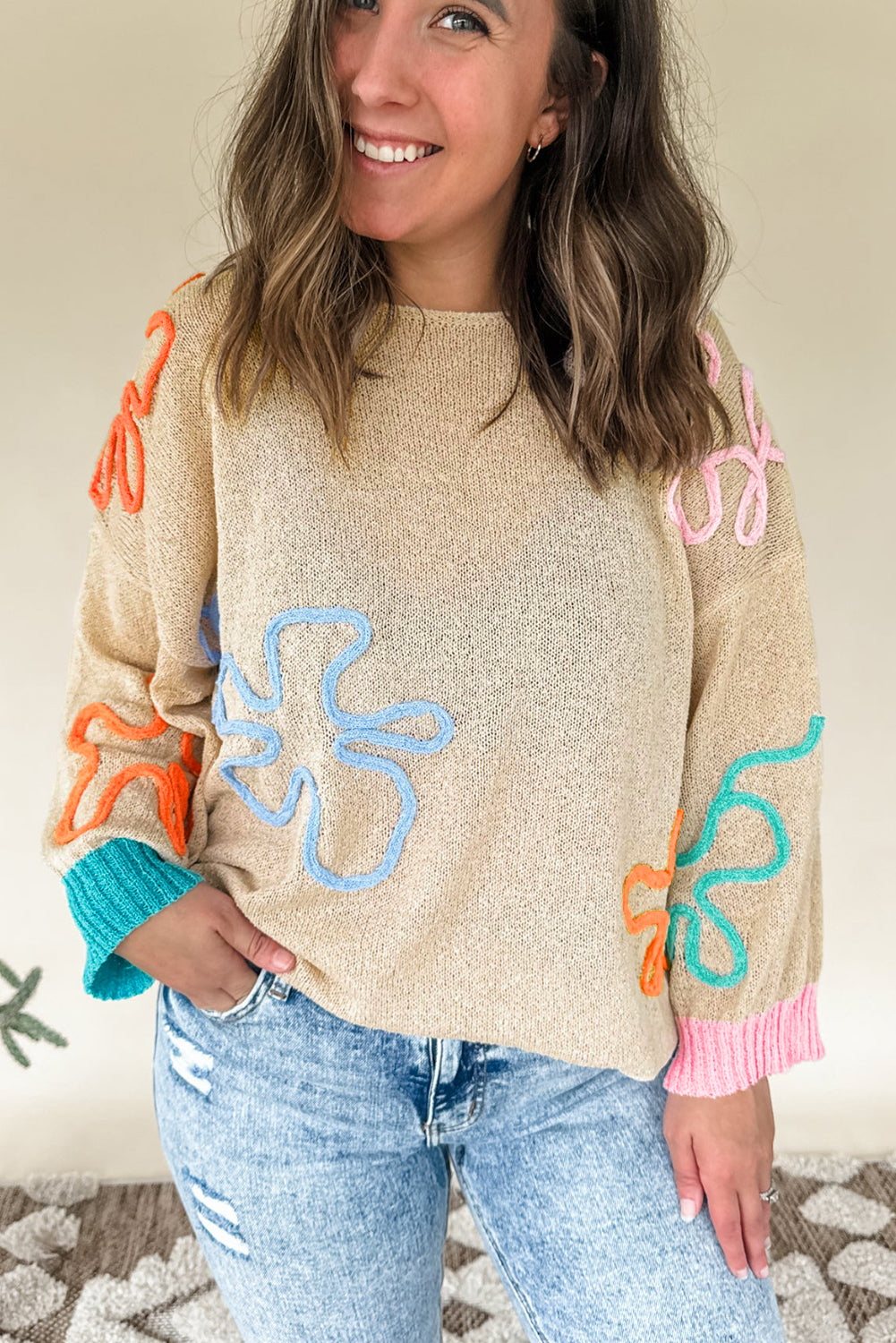 Jet Stream Flower Loose Sweater