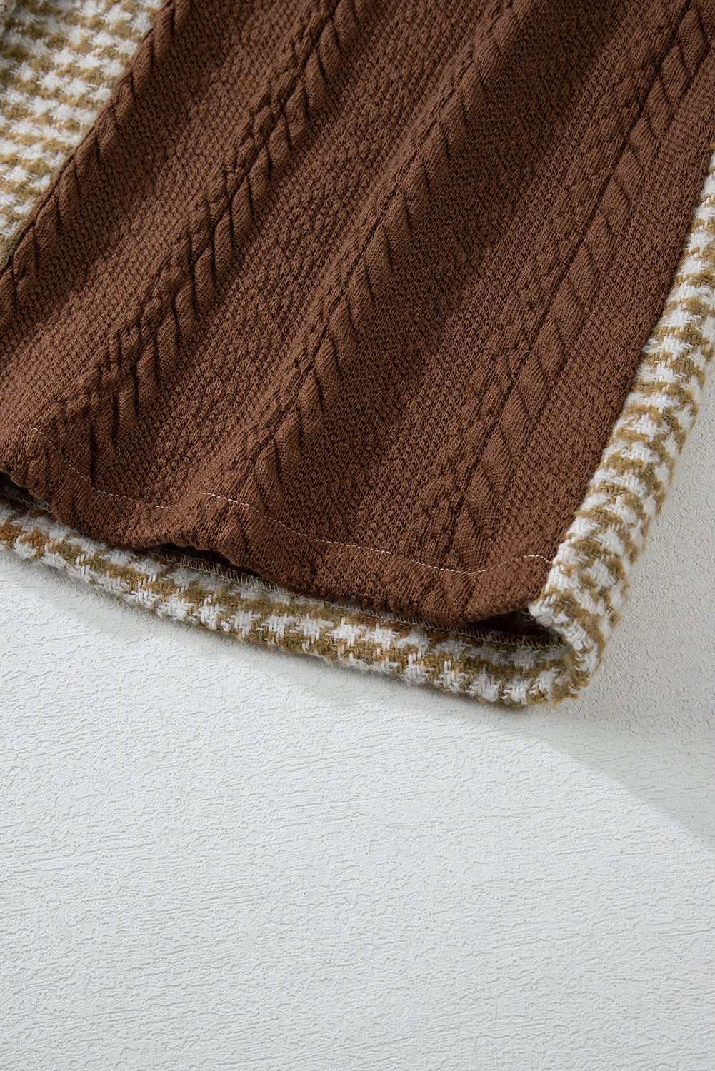 Khaki Textured Patchwork Loose Shacket