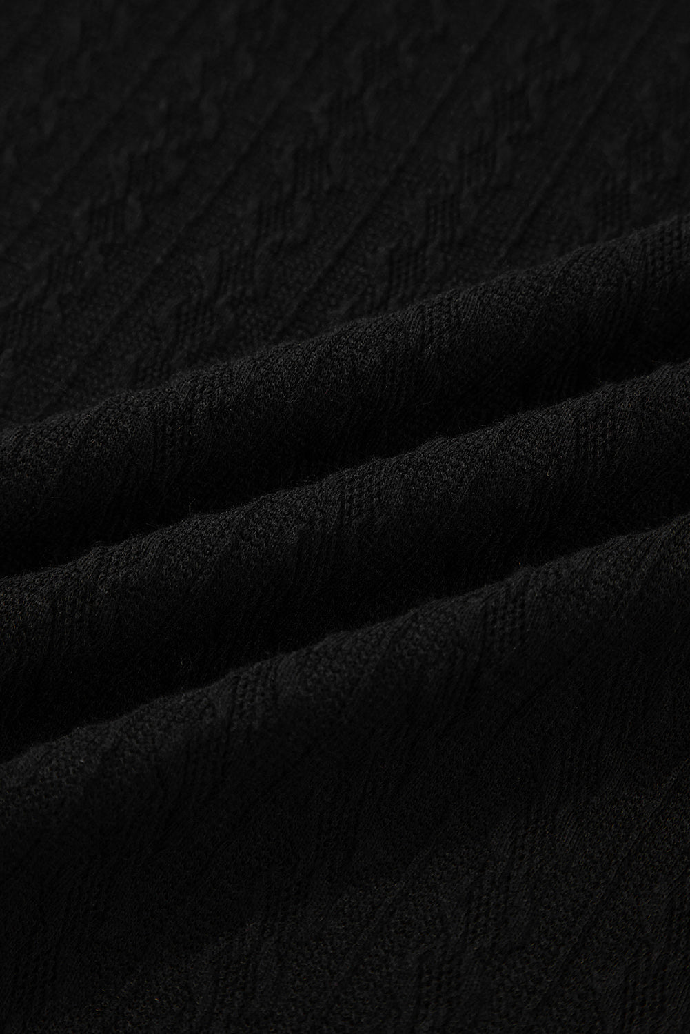 Black Textured Chest Pocket Drop Sleeve Top and Pants Set