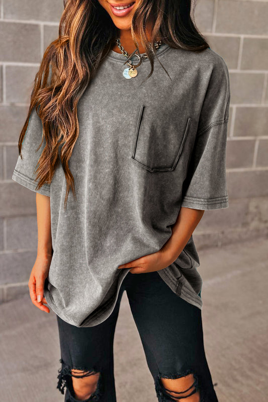 Gray Half Sleeve Vintage T Shirt