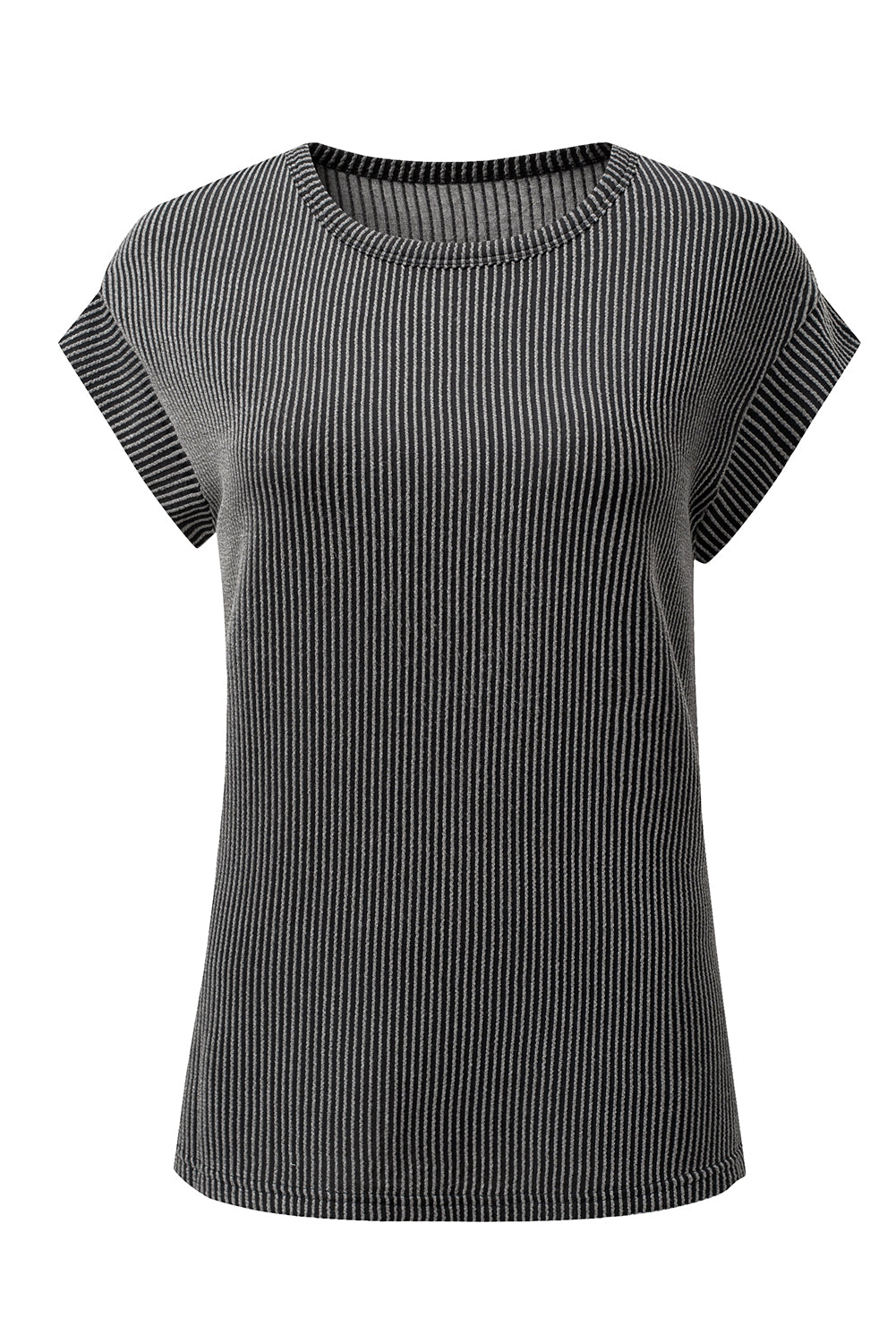 Grey Twisted Textured Plain T Shirt