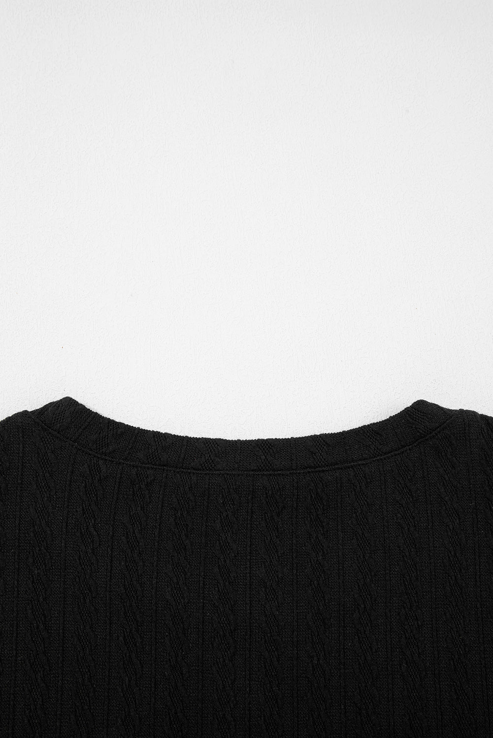 Black Textured Chest Pocket Drop Sleeve Top and Pants Set