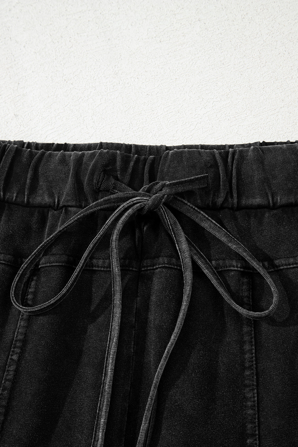Black Exposed Seam Wide Leg  Pants