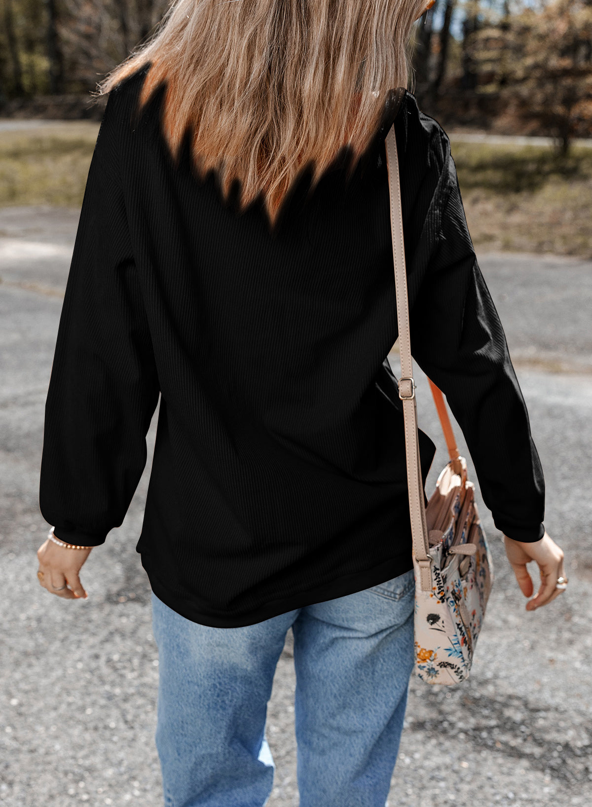 Black Football Drop Shoulder Game Day Sweatshirt