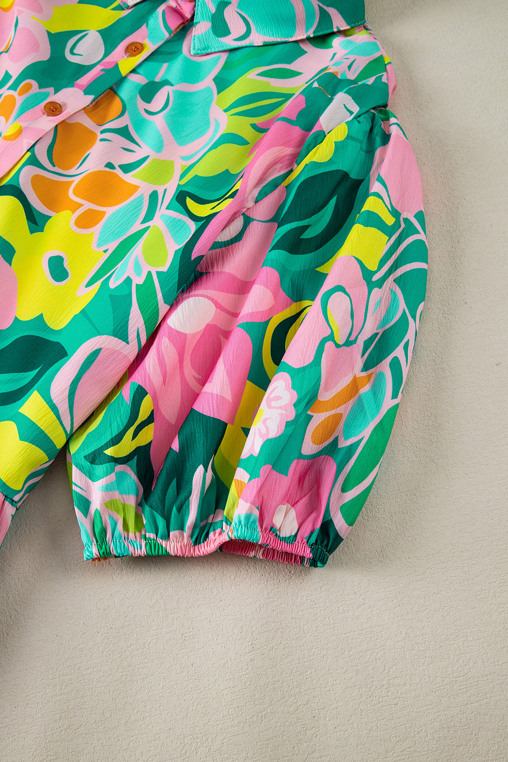 Green Floral Puff Sleeve Dress
