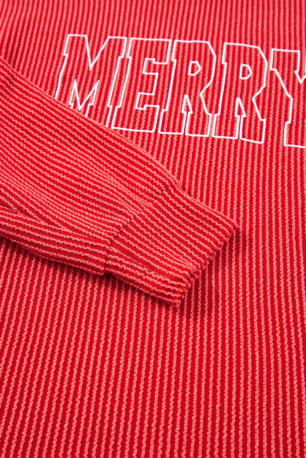 Red MERRY Long Sleeve Top and Shorts Pajama Set