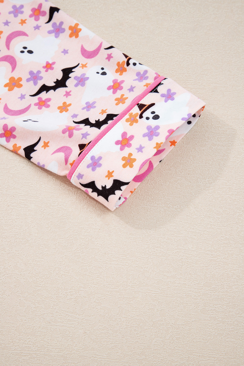 Pink Ghost Print Long Pajama Set