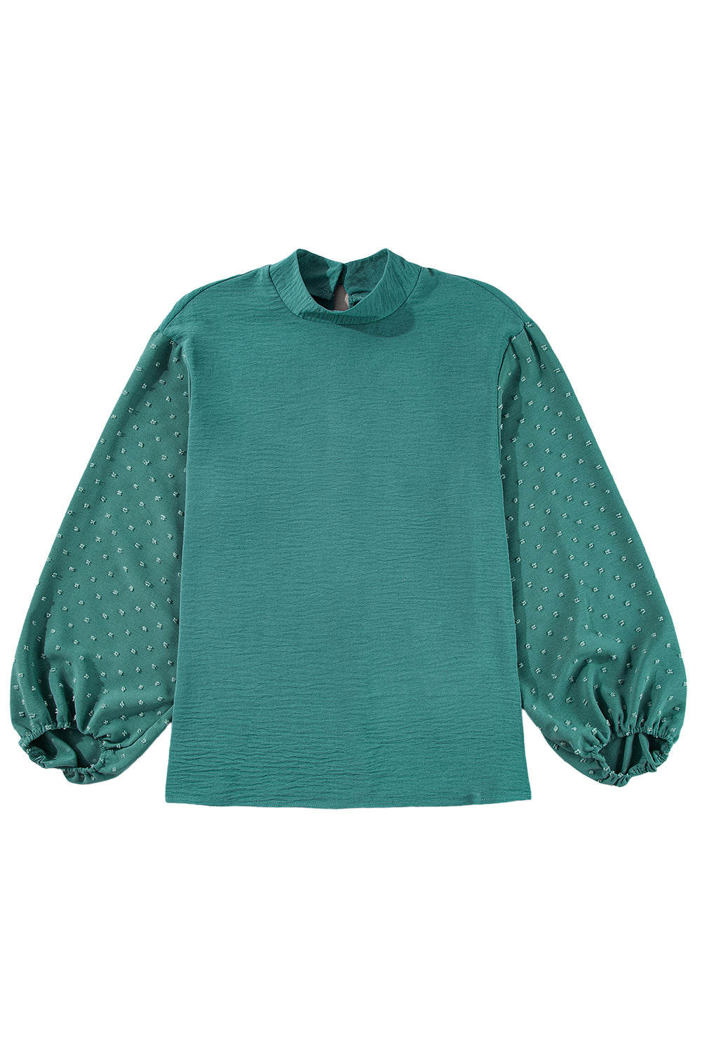 Swiss Dot Balloon Sleeve Patchwork Crinkle Blouse