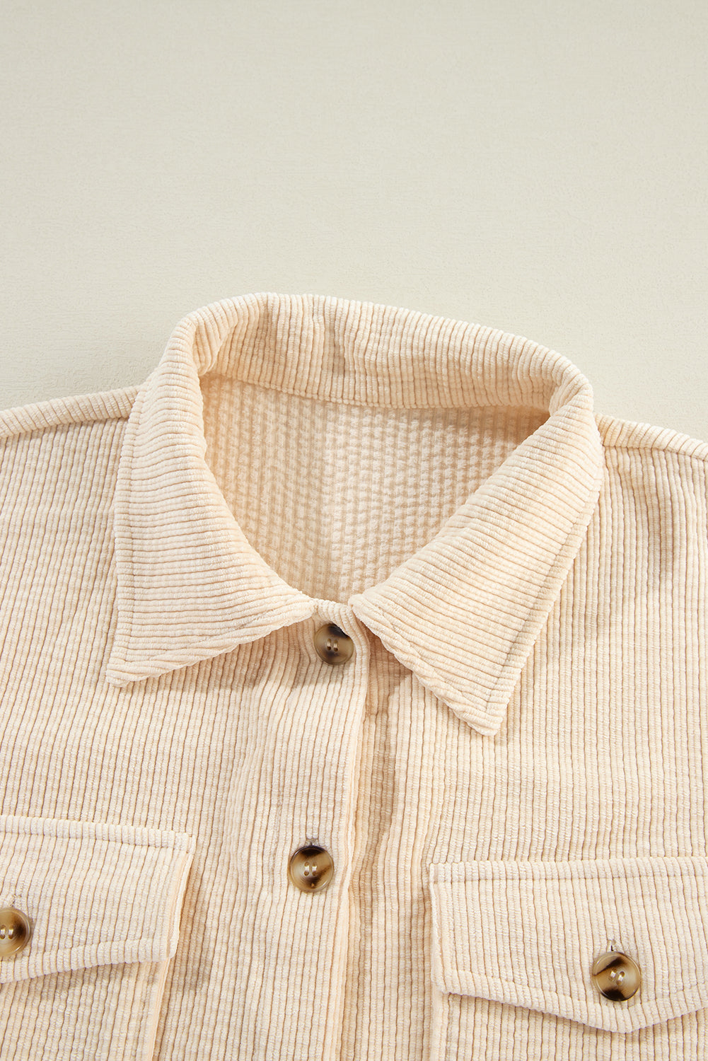 Oatmeal Corduroy Button Up Shacket