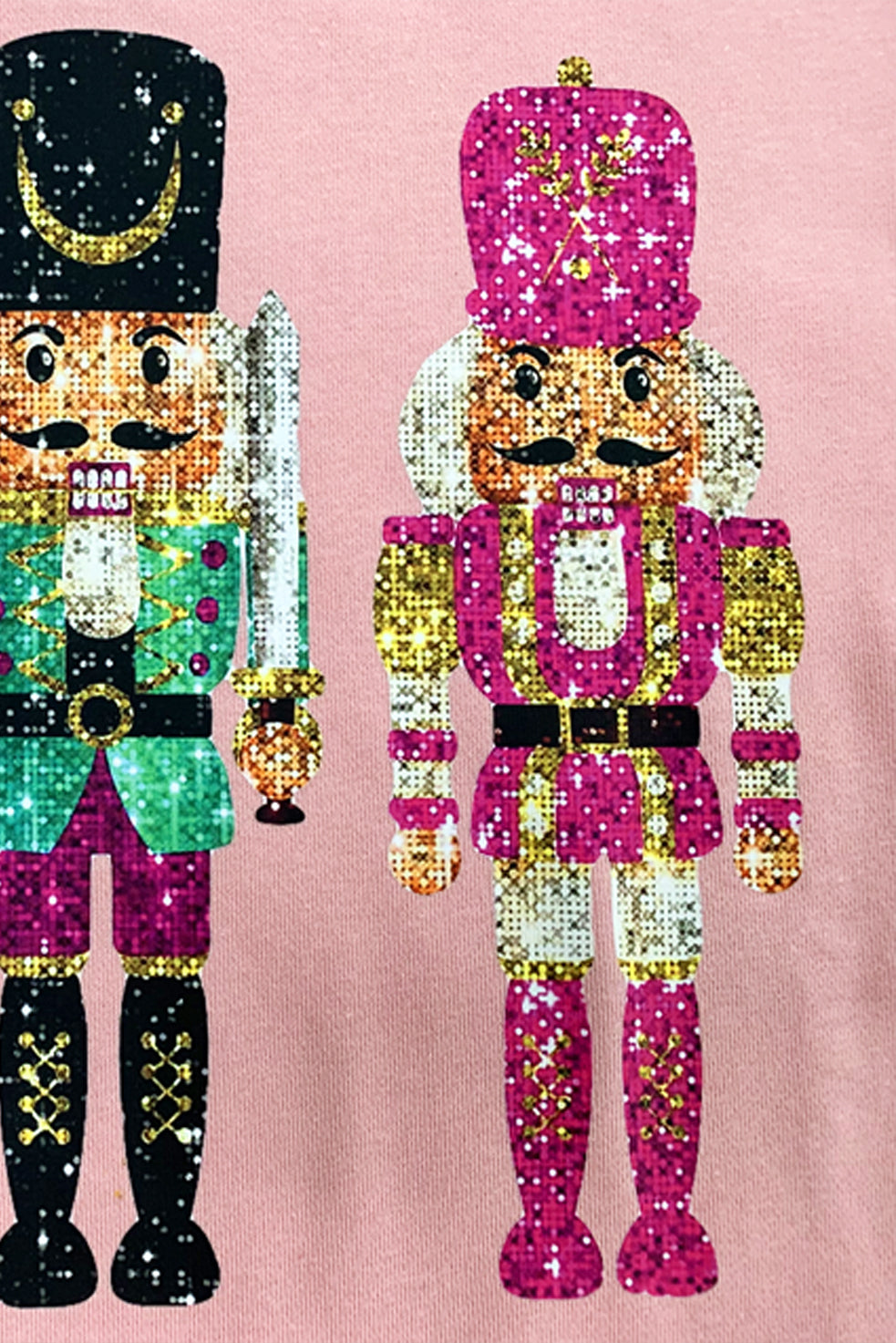 Pink Nutcracker Graphic Drop Shoulder Christmas Sweatshirt