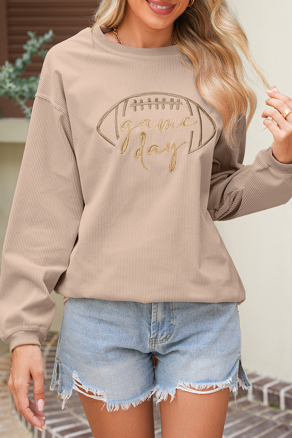 Black Football Drop Shoulder Game Day Sweatshirt