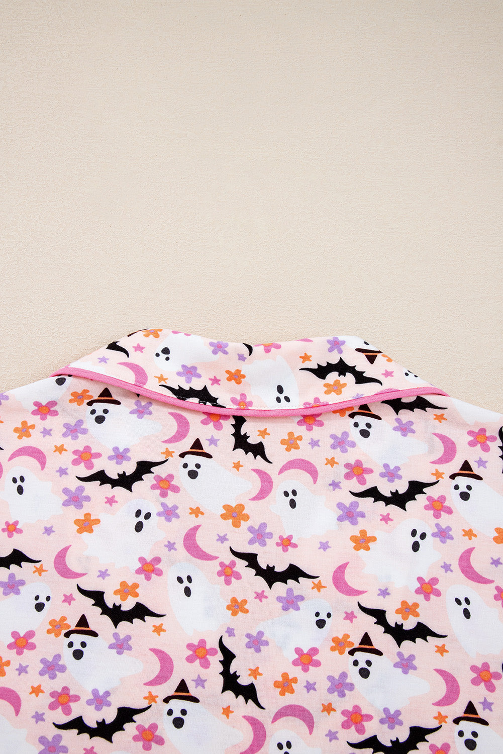 Pink Ghost Print Long Pajama Set