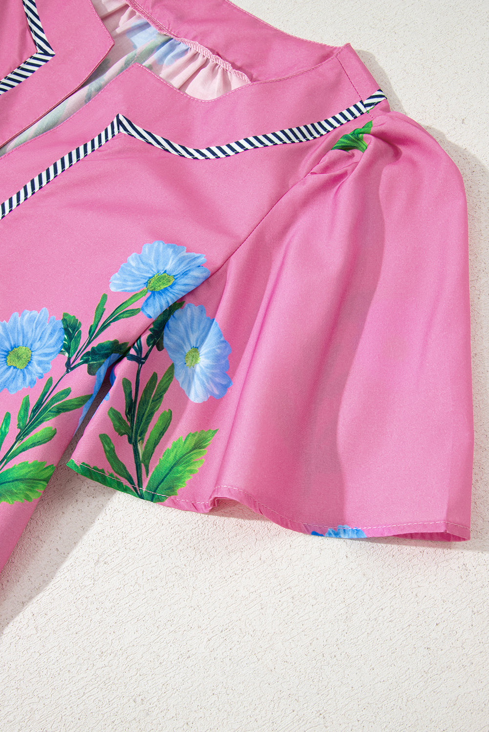Short Sleeve Split Neck Floral Mini Dress