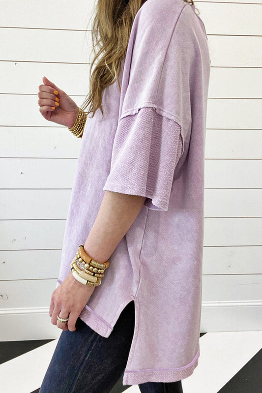 Orchid Petal Drop Shoulder Oversized Tee
