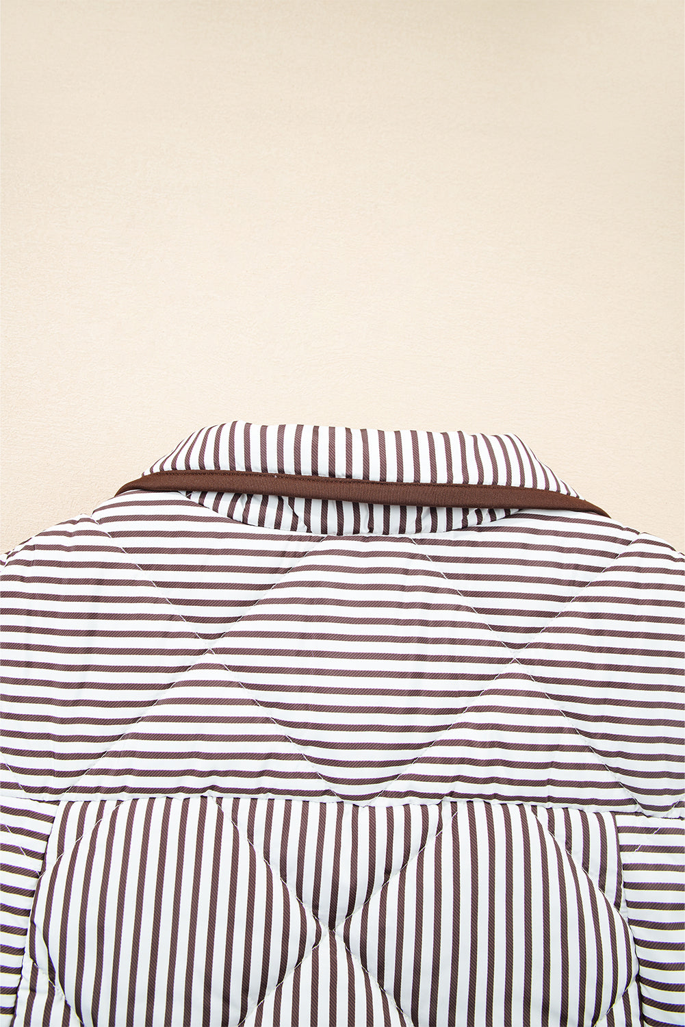 Brown Striped Snap Button Winter Vest