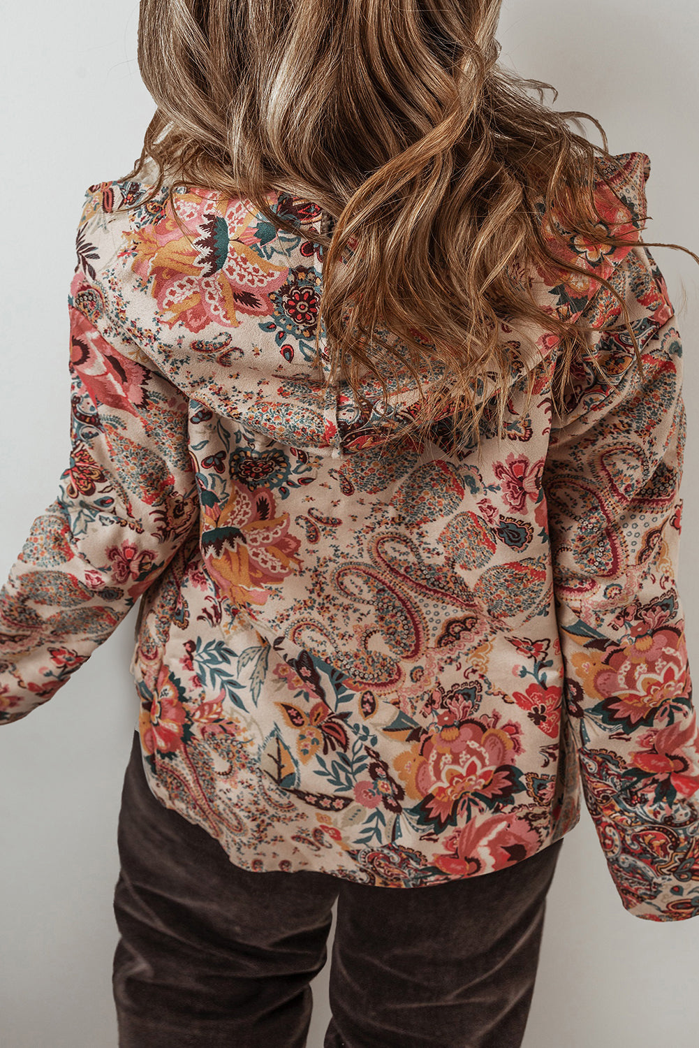 Vintage Paisley Floral Printed Hooded Jacket