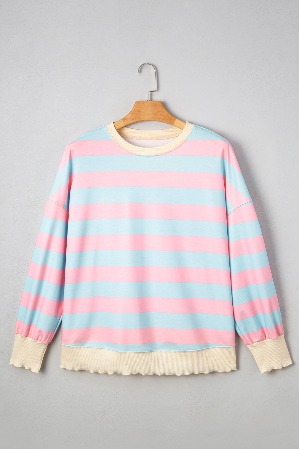 Sky Blue Stripe Plus Size Sweatshirt