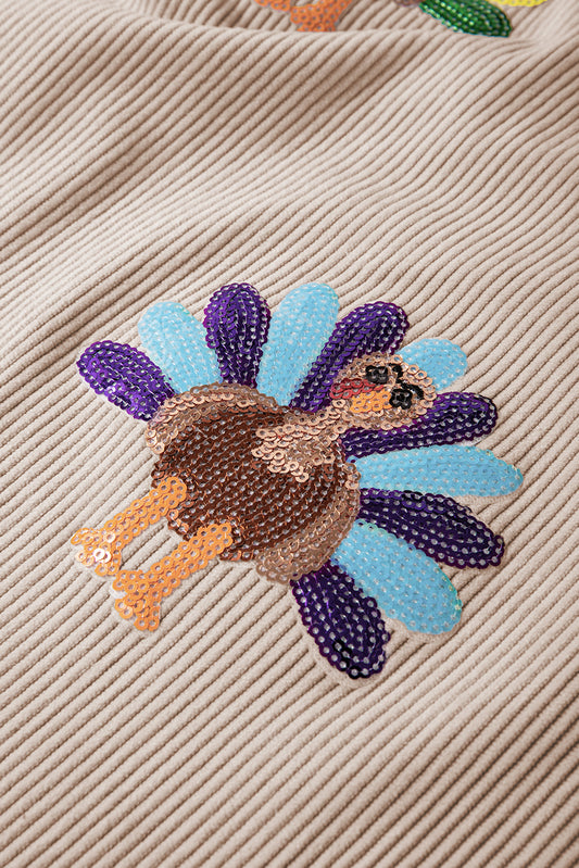 Turkey Graphic Corded Baggy Sweatshirt