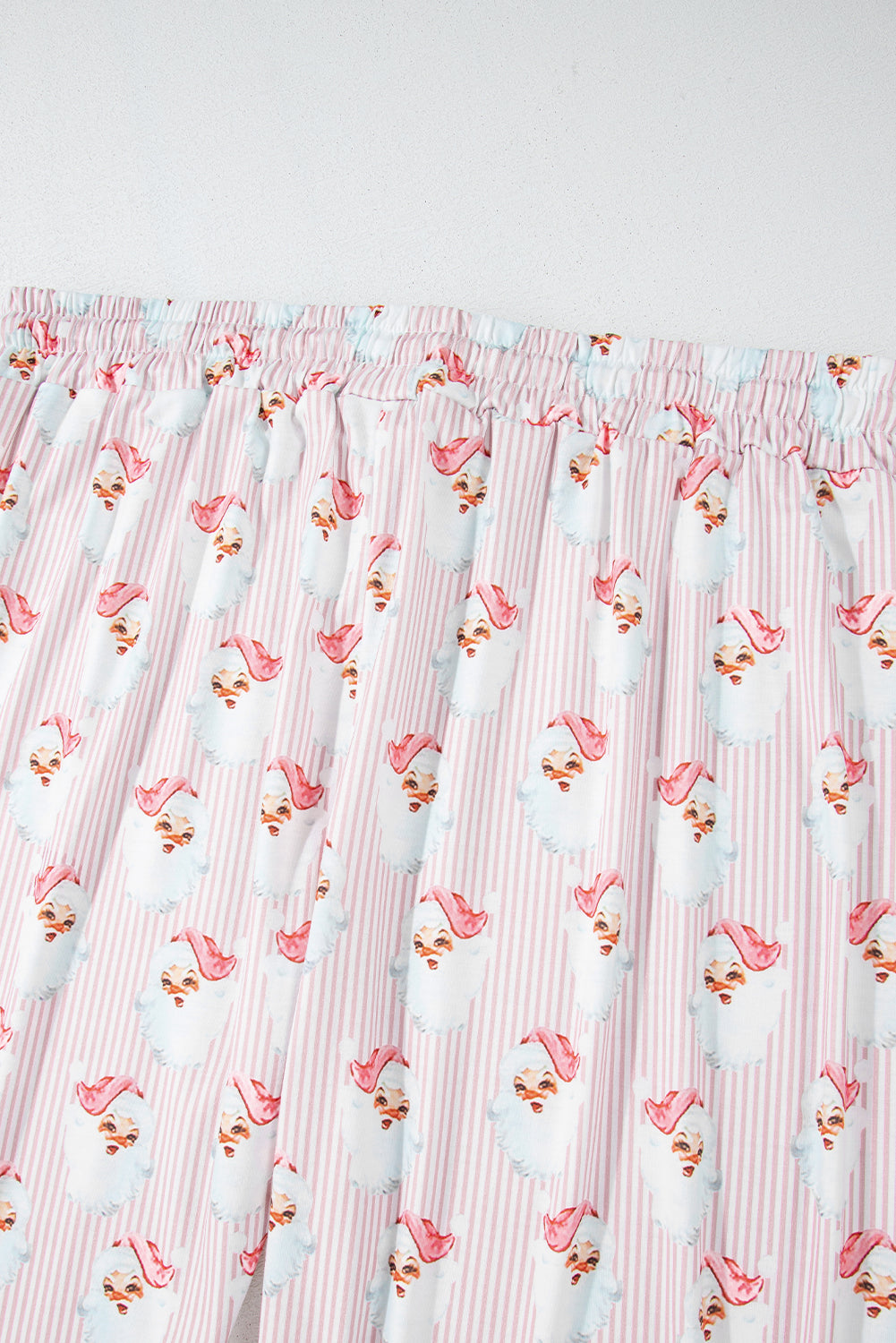 Pink Santa Claus Print Loose Fit Two Piece Loungewear Set