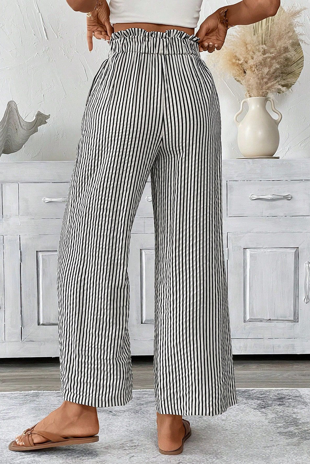 Black Striped Waist Pants