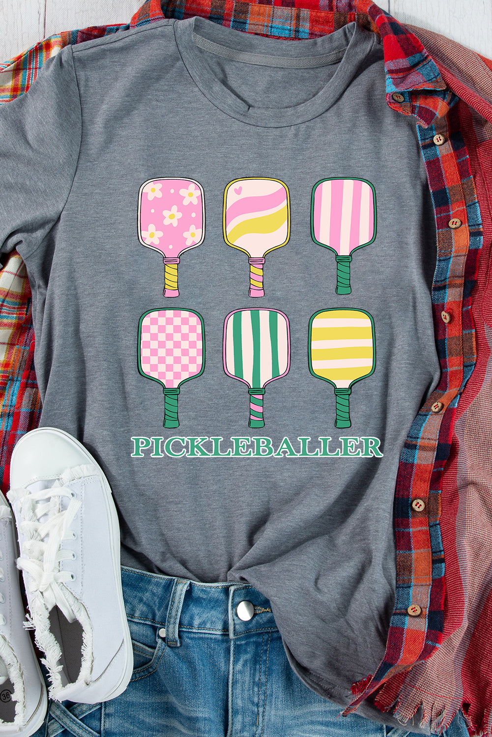 Gray PICKLEBALLER Casual T Shirt