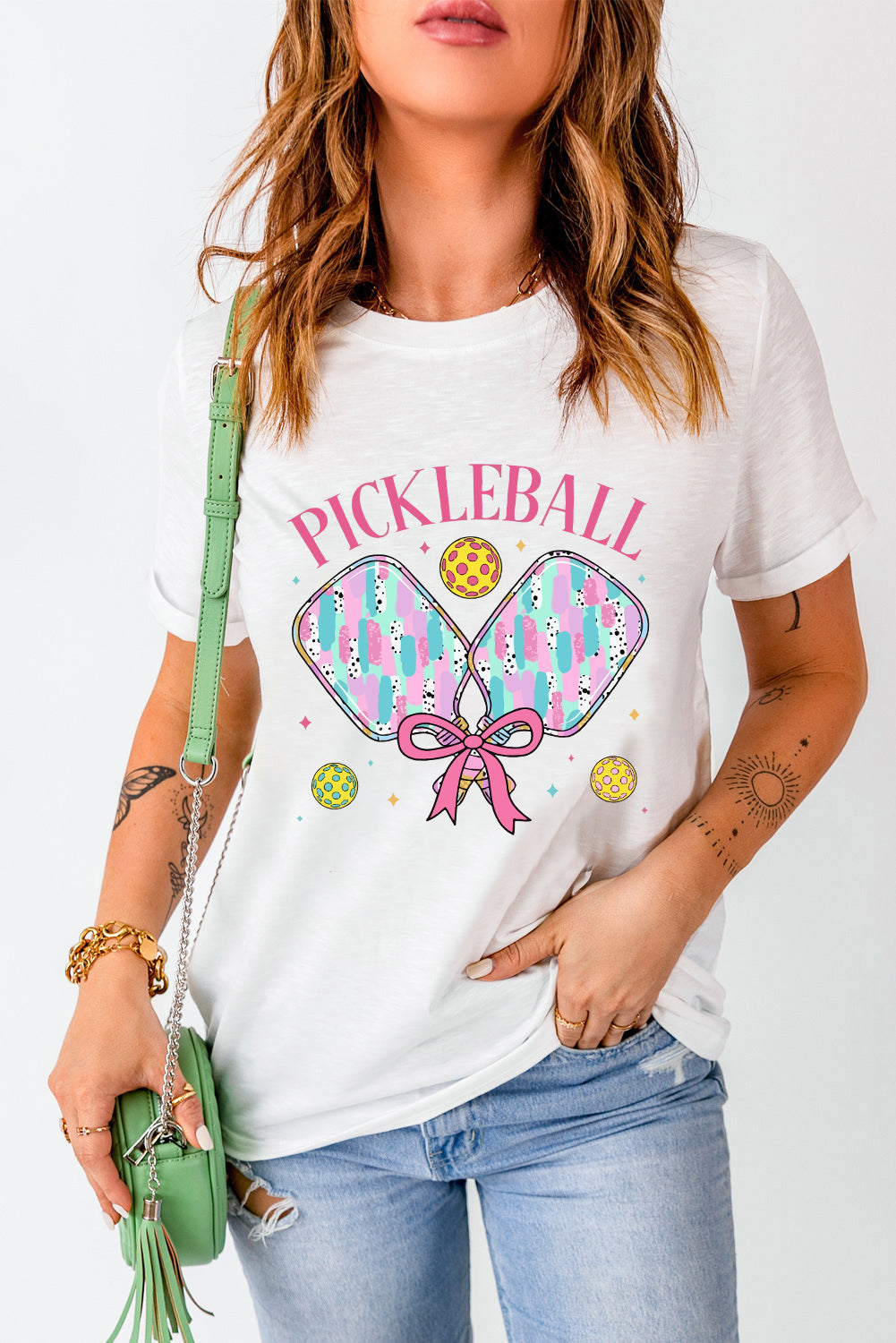 White PICKLEBALL Graphic T Shirt