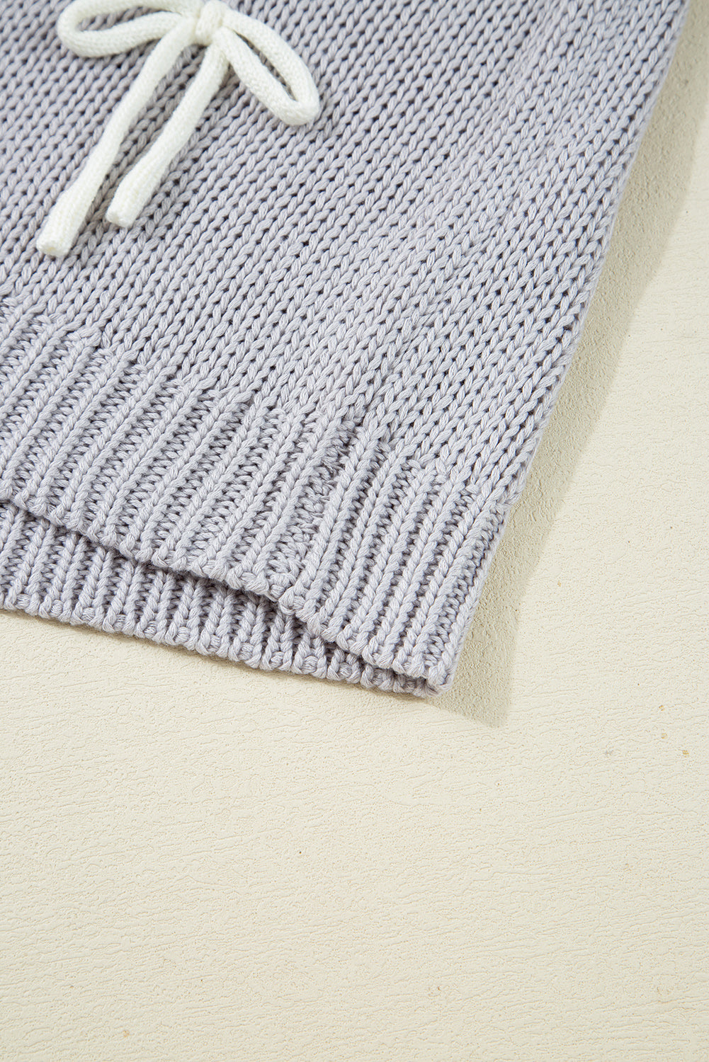 Light Grey Bowknot Cap Sleeve Sweater