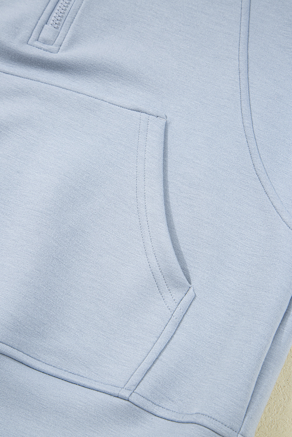 Blue Half Zip Thumbhole Sleeve Hoodie Active Pants 2pcs Outfit