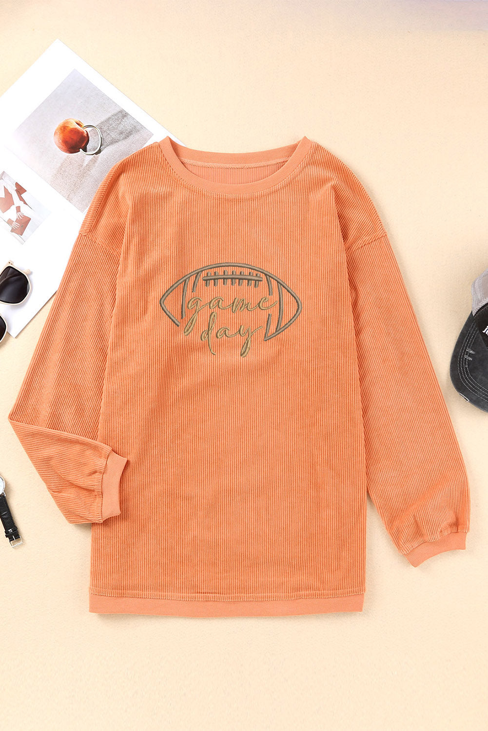 Black Football Drop Shoulder Game Day Sweatshirt