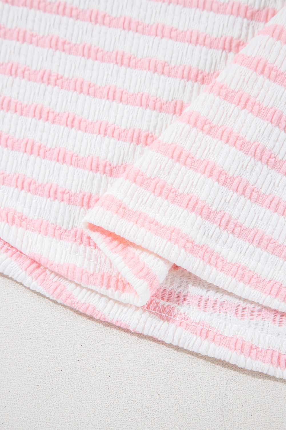 Pink Striped Short Sleeve Top and Pocket Shorts Set