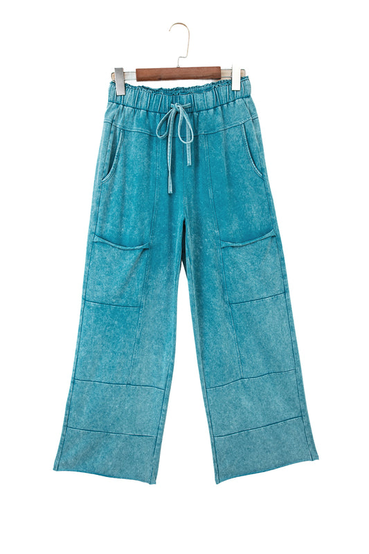 Lapis  High Waist Raw Hem Pants