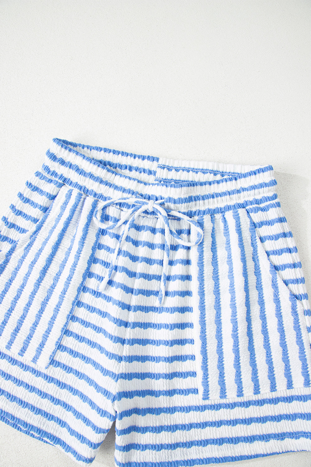 Pink Striped Short Sleeve Top and Pocket Shorts Set