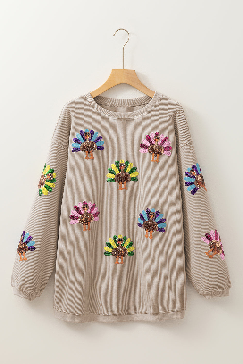 Turkey Graphic Corded Baggy Sweatshirt