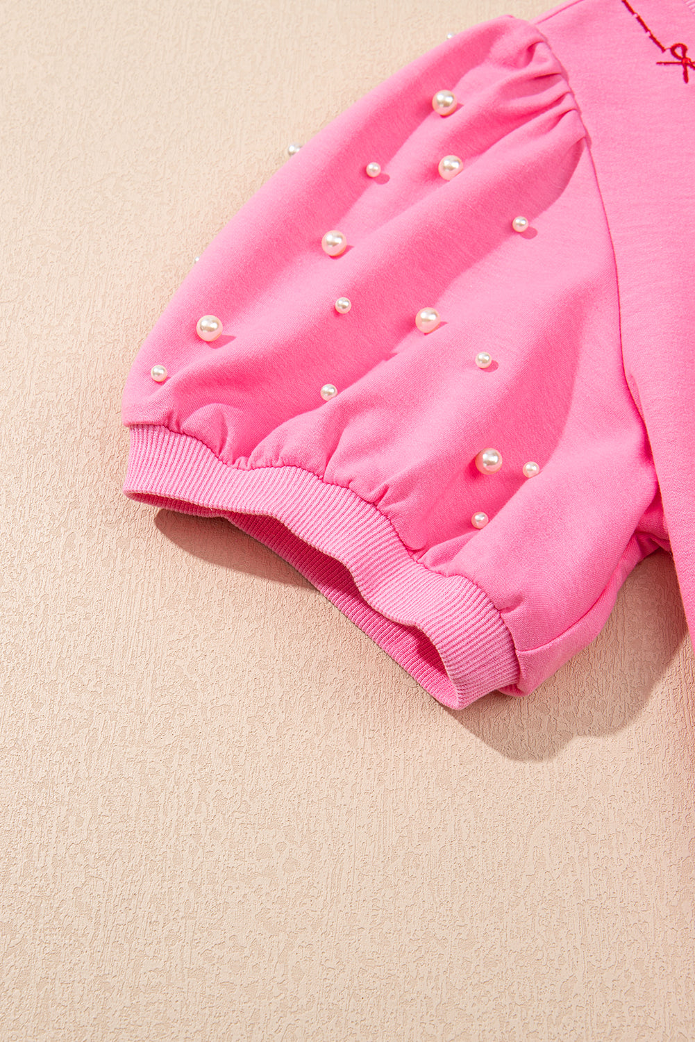 Pink Bow Trim Pearl Blouse and Skort Set