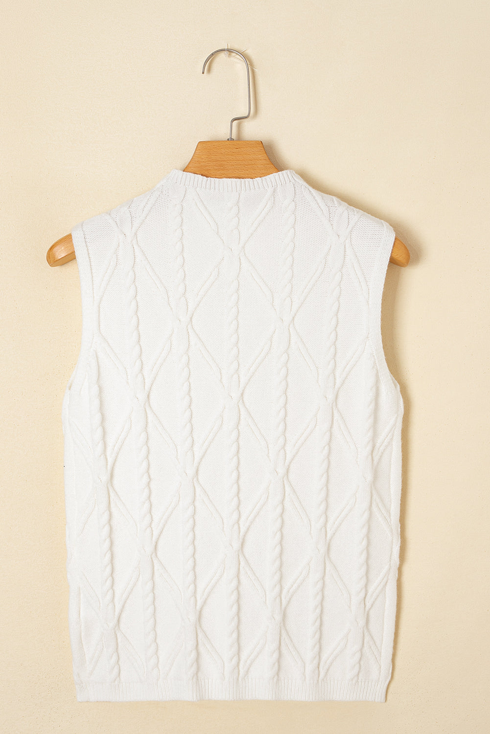 White Pearl High Neck Textured Knit Sweater