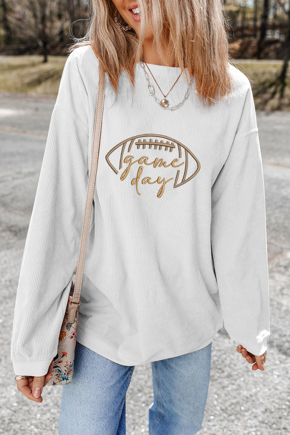Black Football Drop Shoulder Game Day Sweatshirt