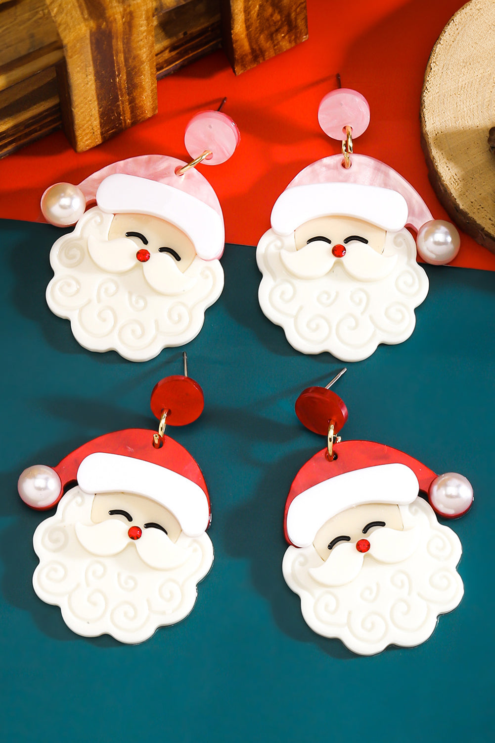White Bright Cute Santa Christmas Earrings