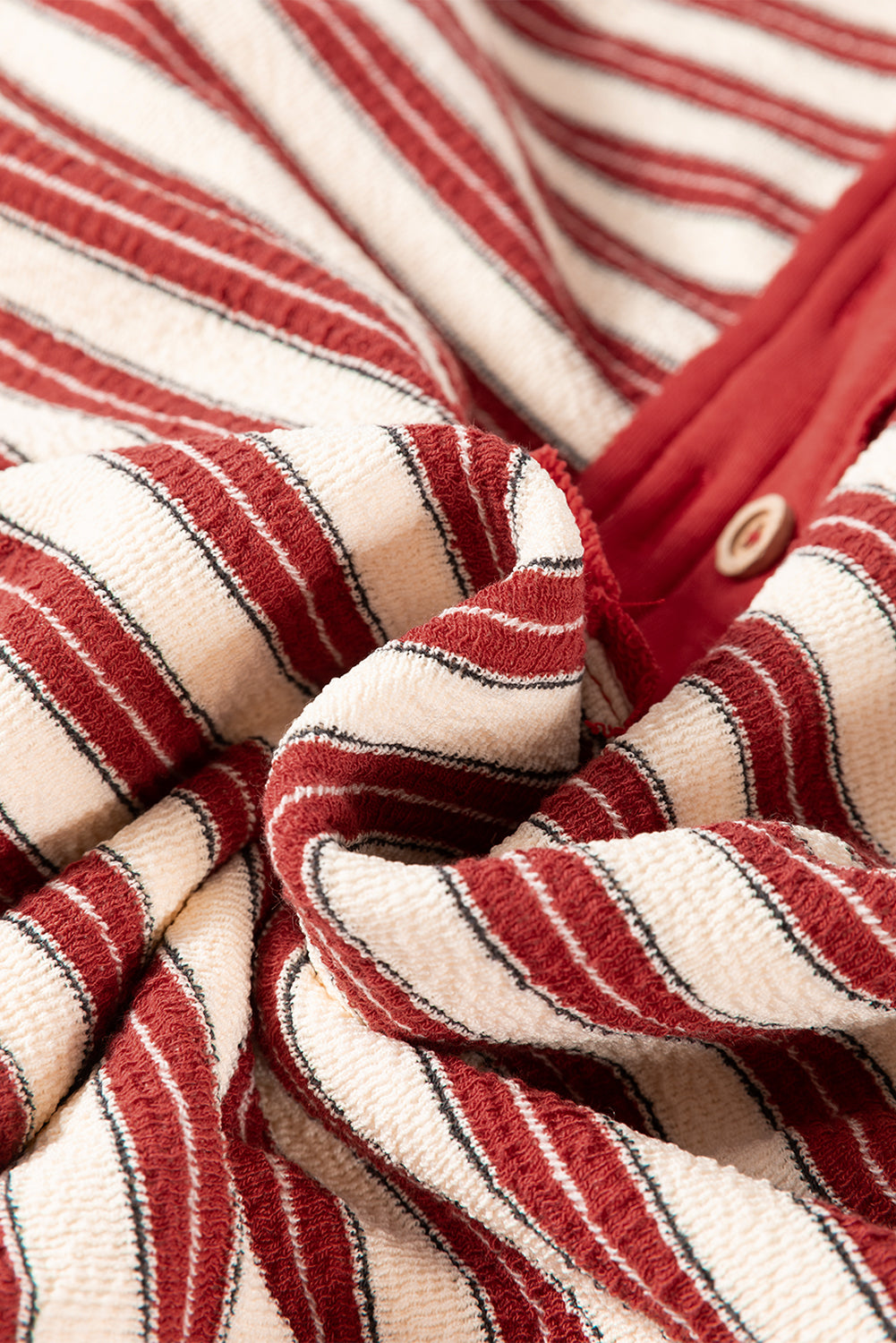 Red Stripe Collared V Neck Drop Shoulder