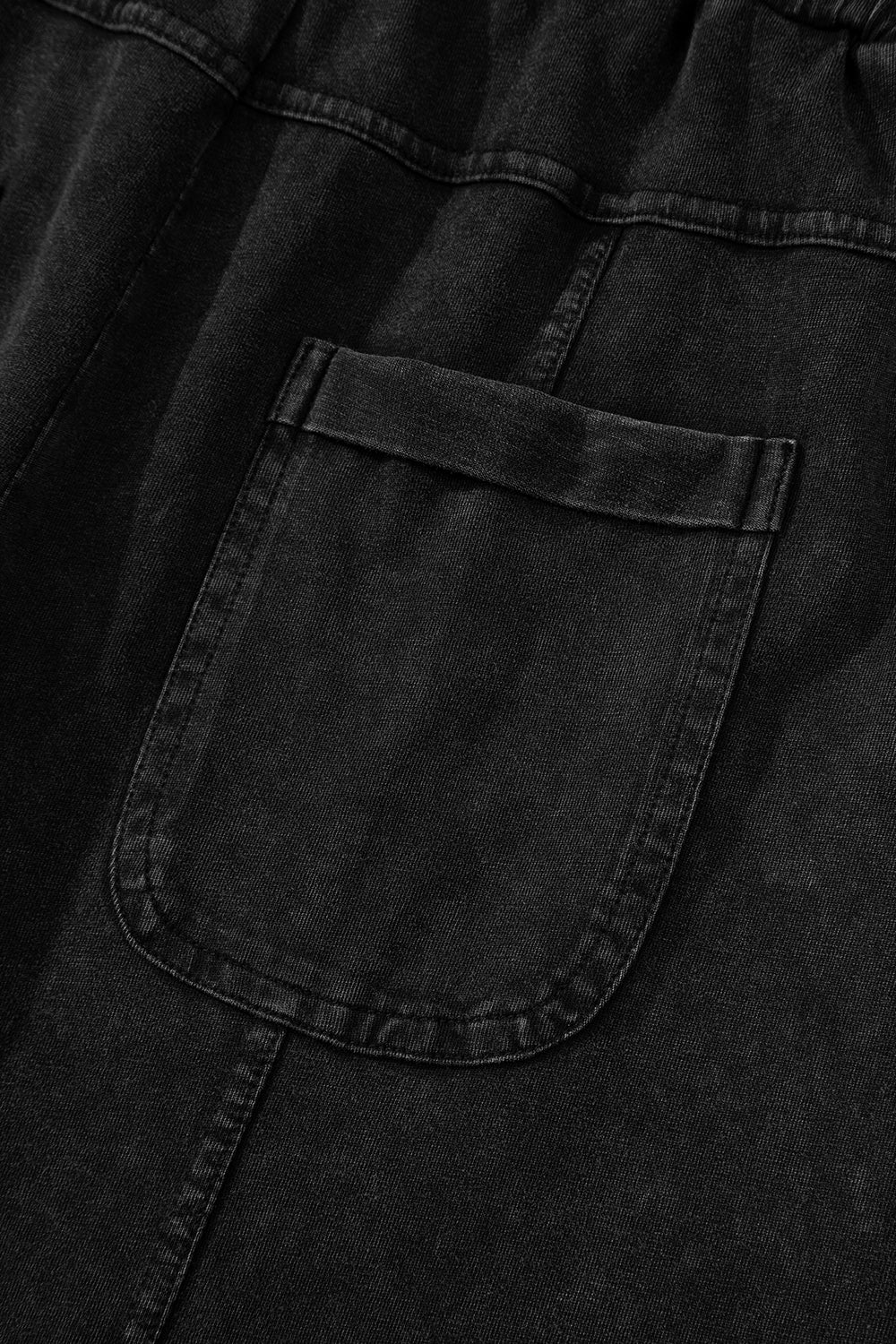 Black Exposed Seam Wide Leg  Pants