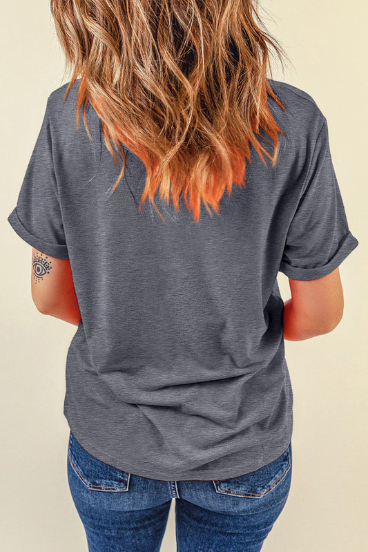 Gray Game Day Sequin Bow Fashion Graphic Tee