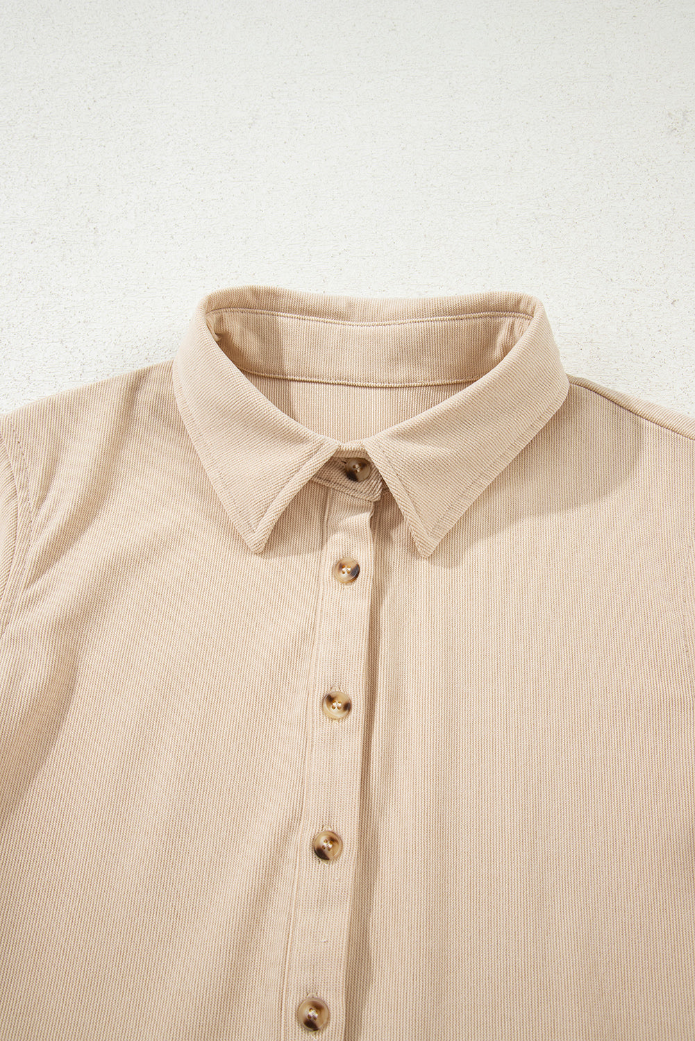 Oatmeal Half Button Collared Long Sleeve Mini Dress